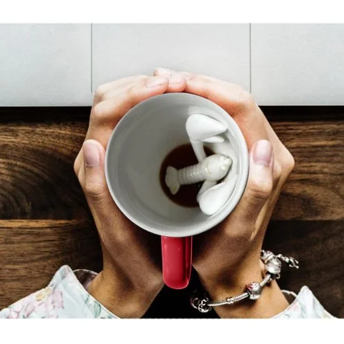 Dishwasher-safe novelty mug with lobster figure and bold color exterior.