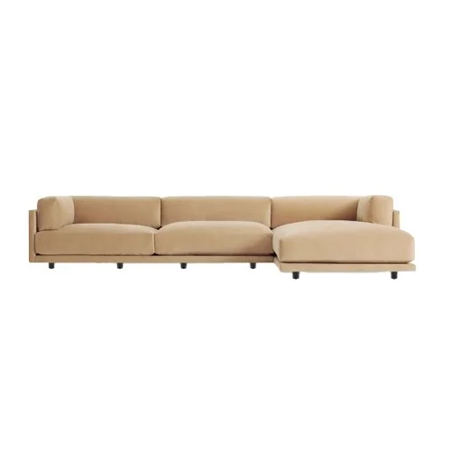 Blu Dot Sunday Sofa with Chaise in modern fabric and deep lounge proportions
