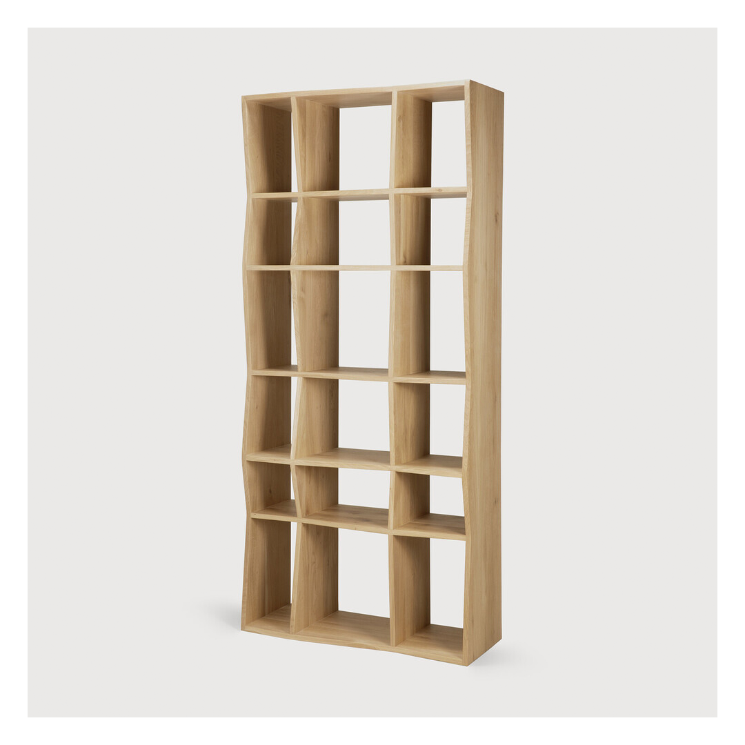 Modern oak garment rack with sculptural Z-shape and minimalist construction