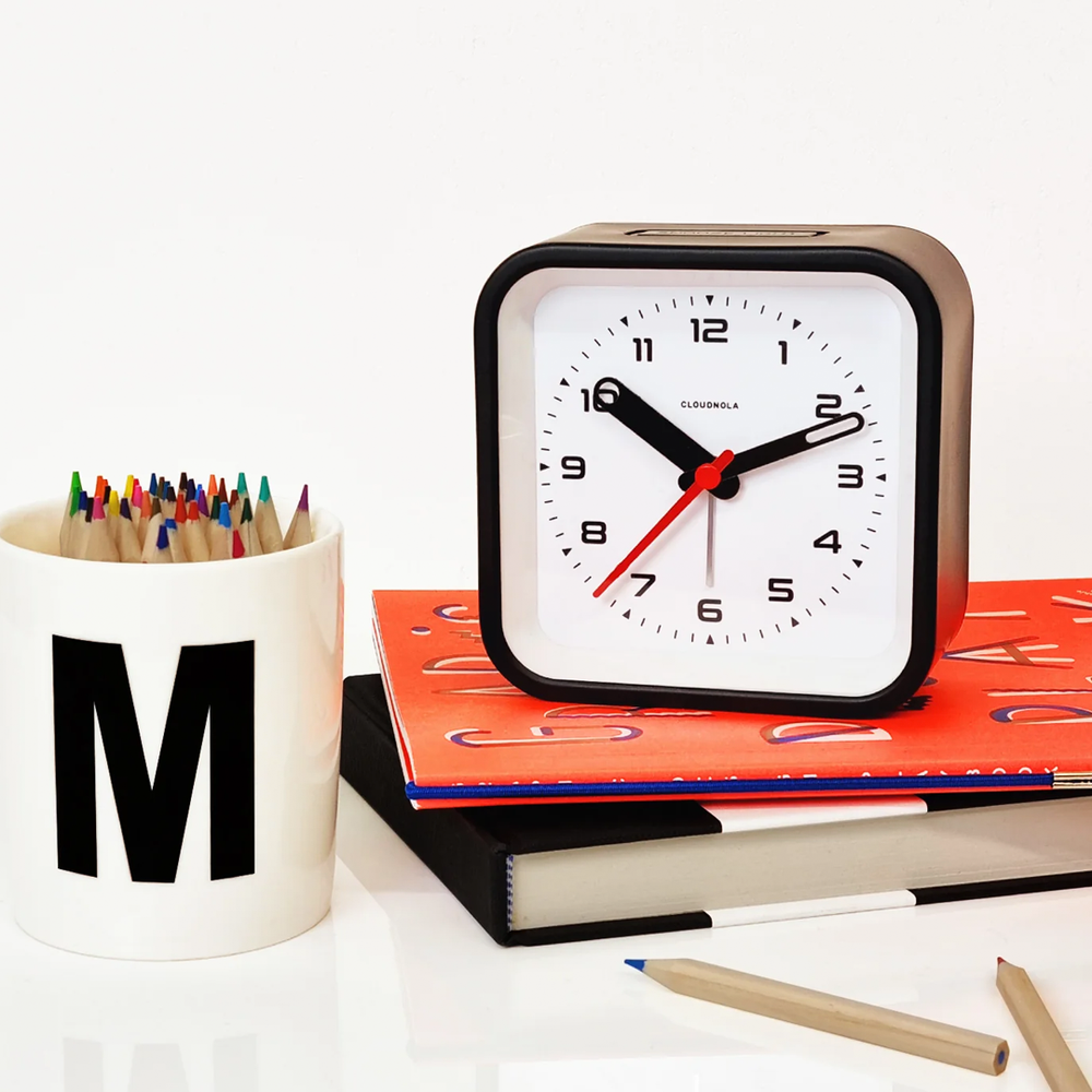 Silent modern alarm clock for nightstand or desk