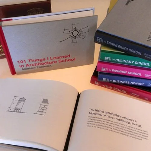 Architecture book with diagrams and short insights, foundational design education resource