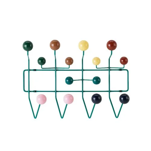Eames Hang-It-All by HAY in Mint Green and Powder Yellow with sculptural steel frame.