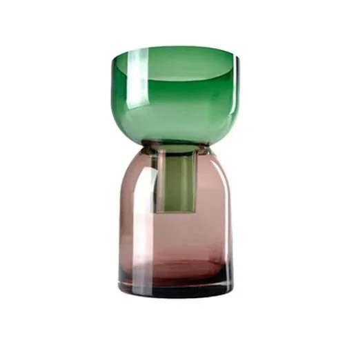 Cloudnola Flip Reversible Vase in pink and green borosilicate glass for modern décor.
