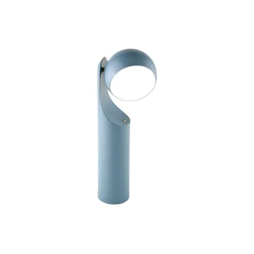 Adjustable head reading lamp in grey/blue finish with rechargeable LED and clean silhouette.