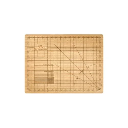 Fred Obsessive Chef bamboo cutting board with laser-etched measurement guides.