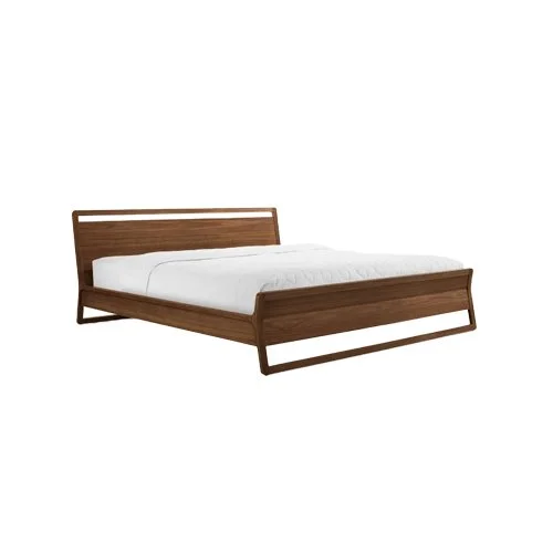 Mid-century modern Woodrow platform bed in walnut finish from Blu Dot