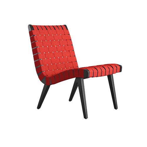 Risom Lounge Chair by Knoll with armless ebonized maple frame and woven webbing. (Copy)
