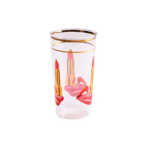 Contemporary graphic glass tumbler by Seletti from TOILETPAPER