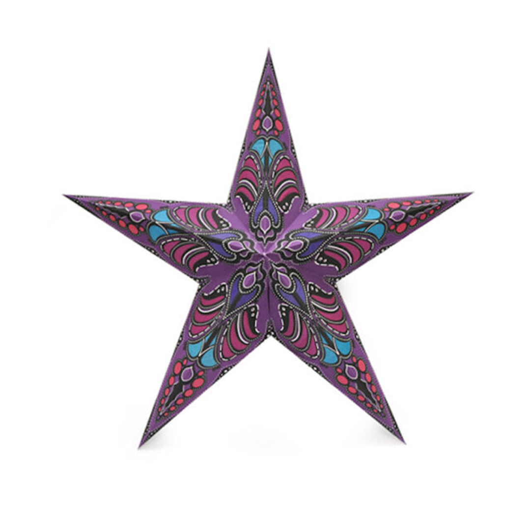 Mauve paper star lantern crafted from wood-free, chlor-free materials