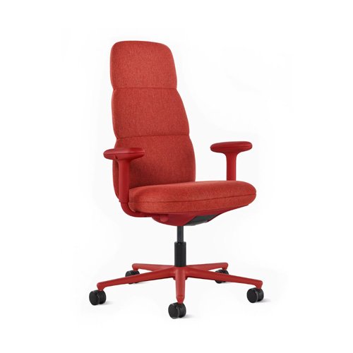 High-back upholstered ergonomic chair with sculpted form
