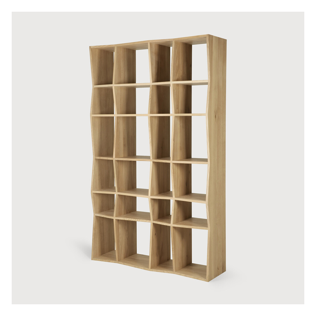 Modern oak garment rack with sculptural Z-shape and minimalist construction