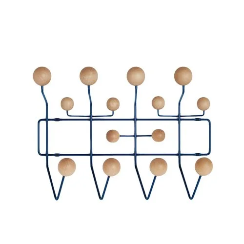 Iconic Eames design in bold colors and wood tones for functional wall storage.