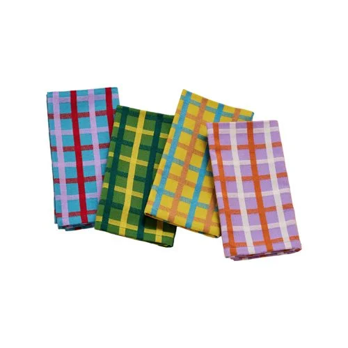 Dusen Dusen Woven Plaid Napkins, set of four cotton napkins with bold plaid design.