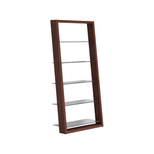 Eileen 5166 shelf by BDI in chocolate-stained walnut with grey glass shelving. (Copy)