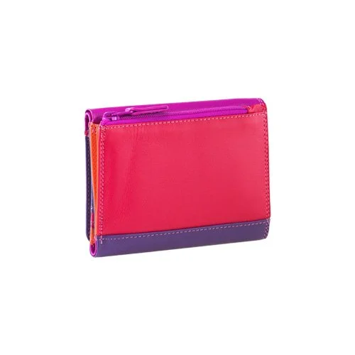 Leather tri-fold wallet with multiple card slots and bill compartments