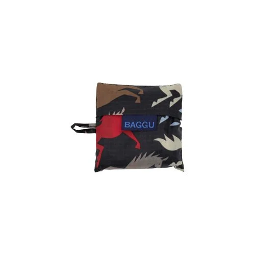 Eco-friendly Baggu tote featuring galloping horse print and foldable design.