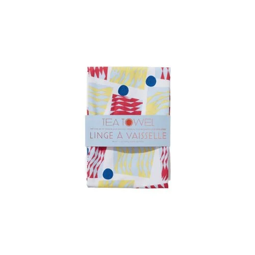 Cotton tea towel featuring modern zig zag design