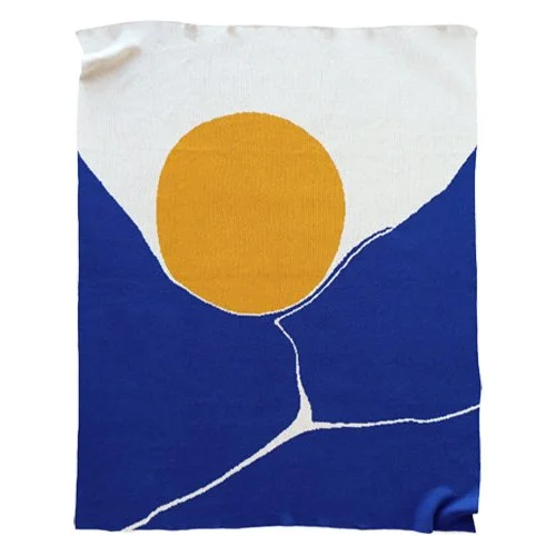 Yellow Shape recycled-cotton knit throw by Trilby Nelson with minimalist geometry.