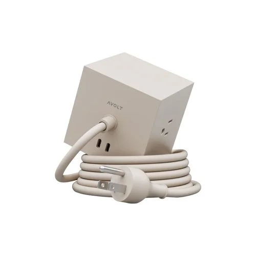 Modern extension cord with three outlets and fast USB-C charging