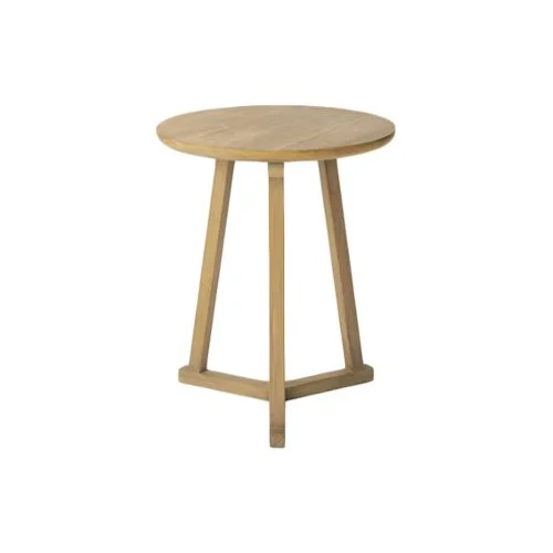 Ethnicraft Tripod Side Table in solid oak with sculptural three-leg base