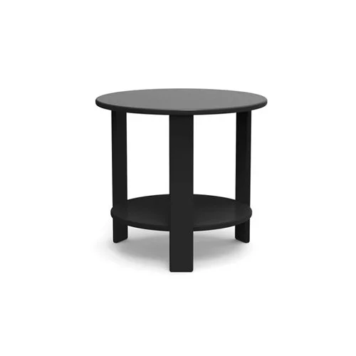 Modern round Lollygagger End Table in recycled HDPE, ideal for outdoor seating areas. (Copy)