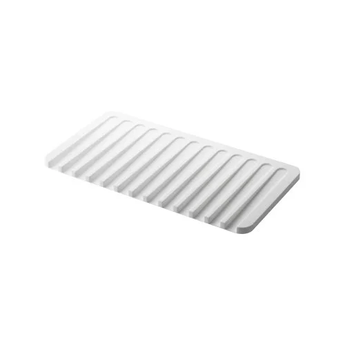 Flow Dish Drainer Tray by Yamazaki in white silicone with minimalist Japanese design.