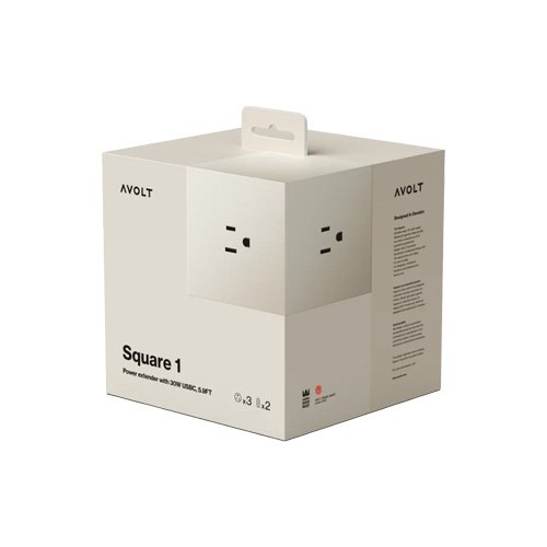 Modern extension cord with three outlets and fast USB-C charging