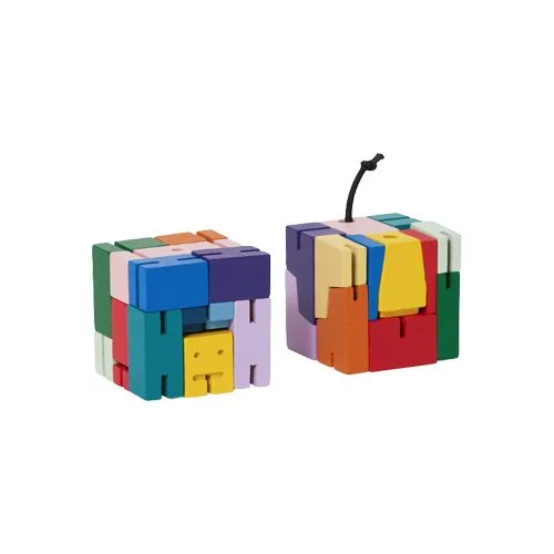Cubebot Best Friends wooden set, modern design objects for desks and shelves