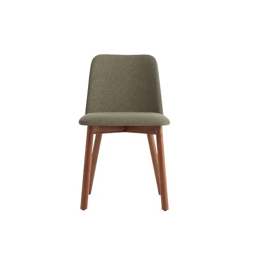 Chip Chair by Blu Dot with upholstered seat and solid wood legs.