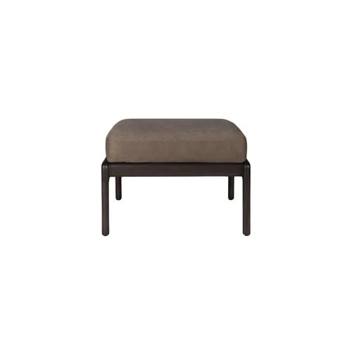 Mahogany and fabric ottoman offering sculptural style and everyday comfort (Copy) (Copy)