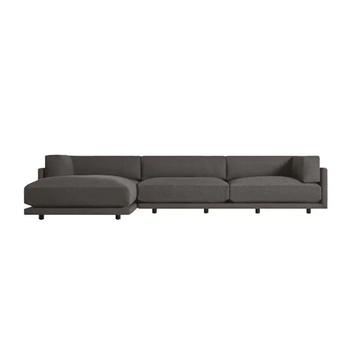 Casual modern sectional sofa with plush cushions and wide arms