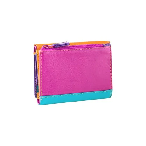 Leather tri-fold wallet with multiple card slots and bill compartments