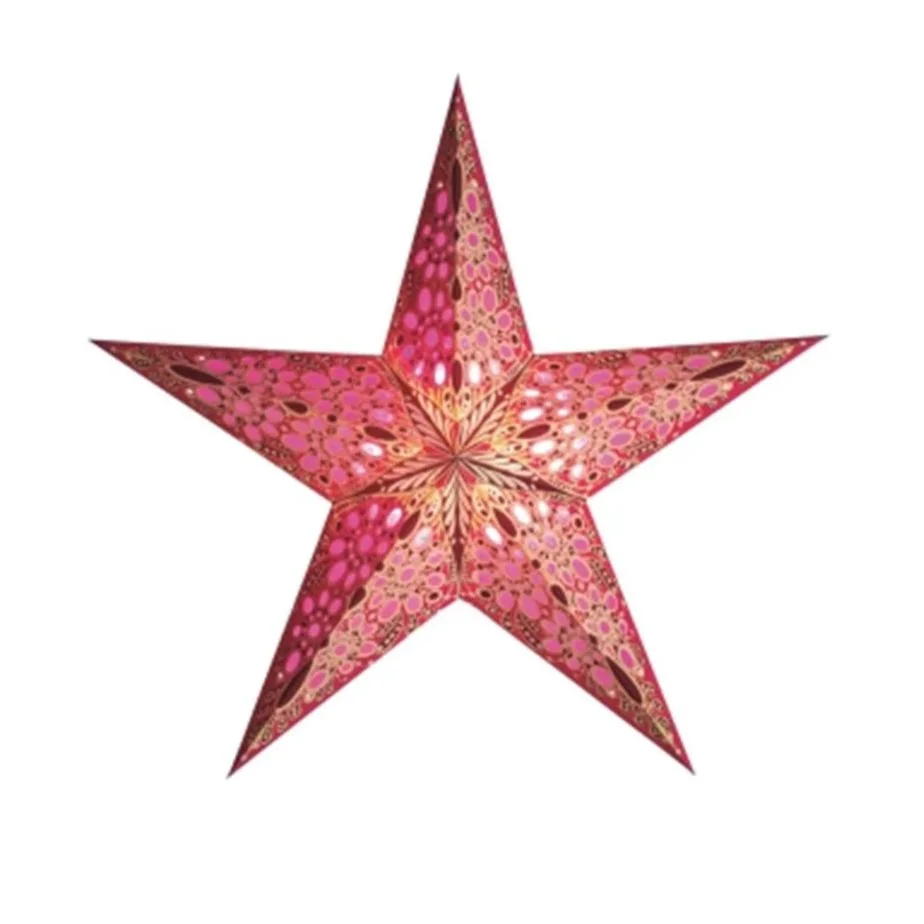 Artecnica Festival Pink Starlightz handmade paper lantern with glowing pink and gold tones.