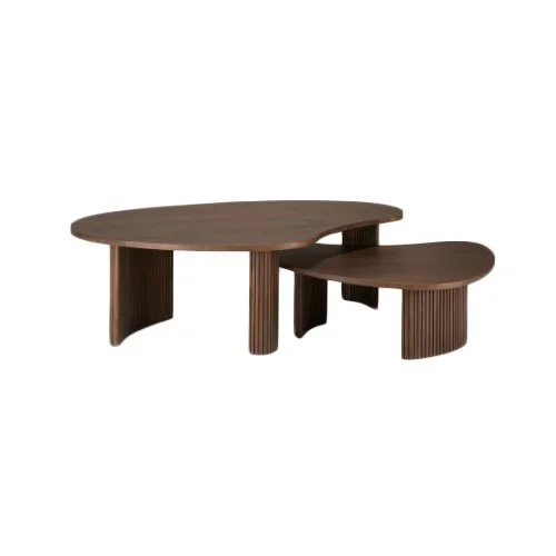 Boomerang-shaped solid oak coffee table by Ethnicraft
