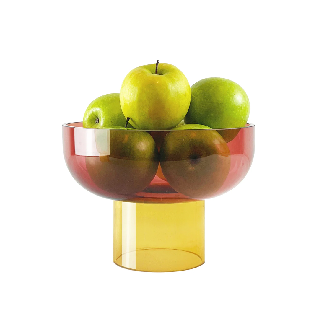 Handcrafted glass bowl in pink and yellow tones—vibrant, minimalist accent by Cloudnola.