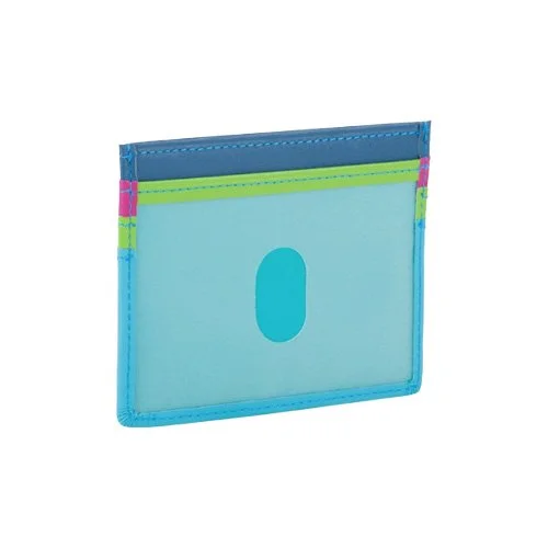 Minimalist leather card holder with multiple card slots and central pocket