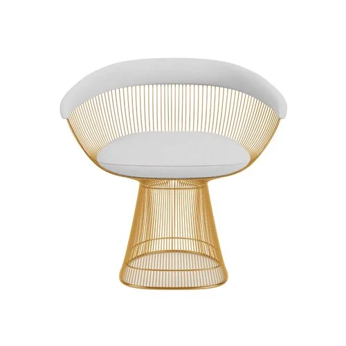 Platner Armchair with gold steel base and Moonlight fabric upholstery. (Copy)