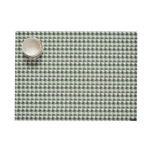 Chilewich Crane Placemats in Thyme with layered green, beige, and white stripes. (Copy) (Copy)