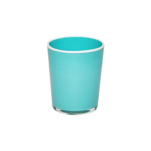 Couleur Nature Summer Glass in Turquoise & White — hand-blown, lightly frosted, with a crisp contrasting rim.