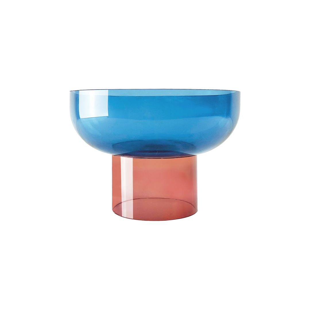 Cloudnola Tip Top XL Bowl in blue and pink glass, modern sculptural centerpiece for home decor.