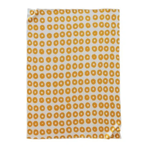 Gold Ring Blanket by Trilby Nelson, woven recycled cotton textile