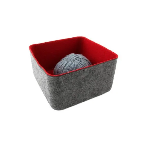 Kikkerland Felt-Like-It Storage Bins in red, green, blue, and navy recycled felt.