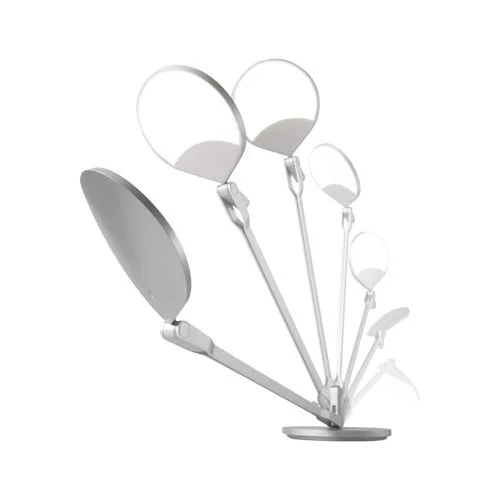 Contemporary white lamp offering glare-free task lighting and USB functionality.