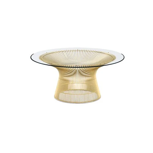 Platner Coffee Table with 18-karat gold base and round glass top. (Copy)