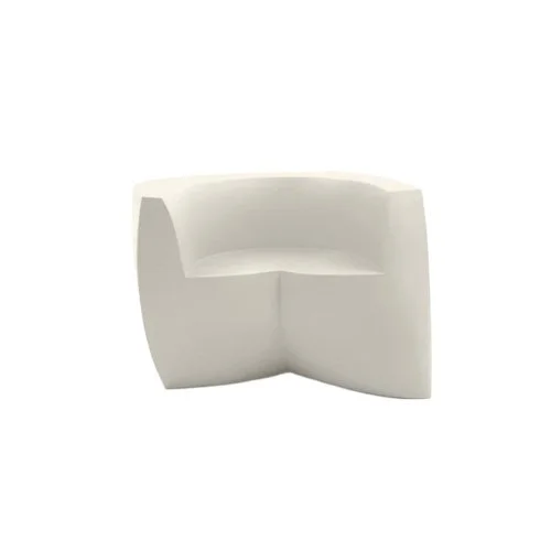 Gehry Easy Chair by Heller in white and silver—sculptural UV-resistant outdoor seating.