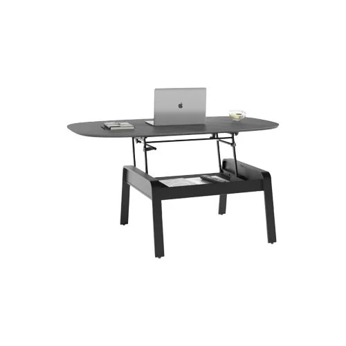 Height-adjustable modern table in Alto Grey finish for versatile living spaces.
