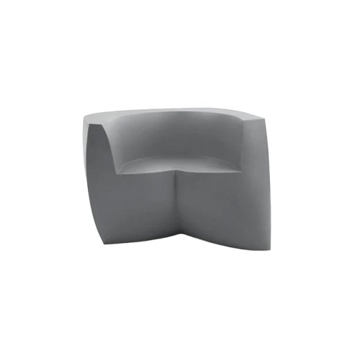 Frank Gehry’s molded lounge chair in silver and white polyethylene.