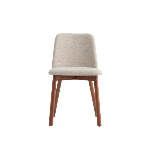 Chip Chair by Blu Dot with upholstered seat and solid wood legs.