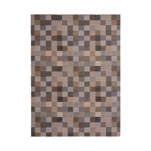 Chilewich Tint Rug in Mink and Opal with geometric weaving and self-bound edges.