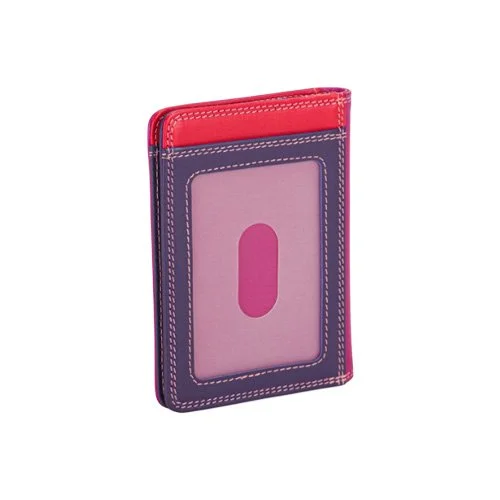 Slim Nappa leather card holder with credit card slots and transparent ID windows